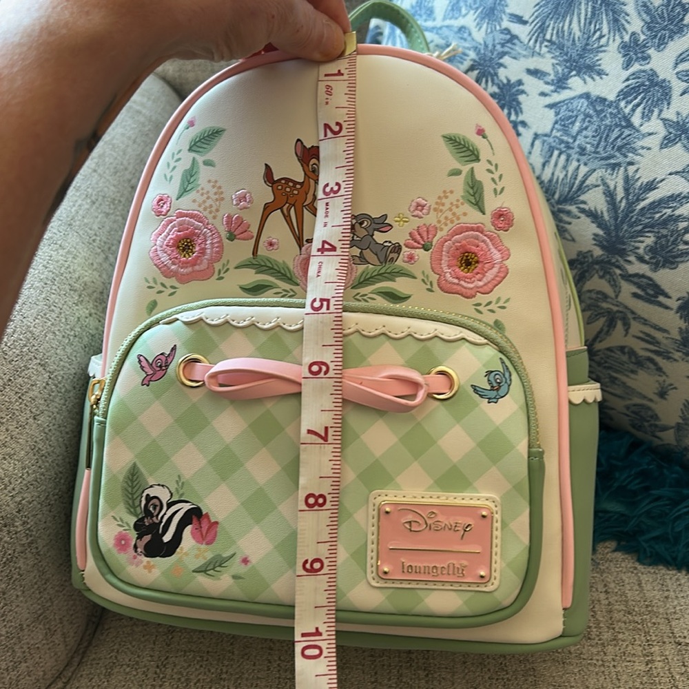 Loungefly Bambi and Thumper- Green and Pink Floral backpack - Picture 12 of 14